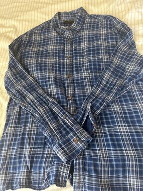 Banana Republic Blue and White Plaid Button-Down Shirt